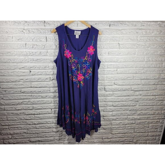 Easy Essentials Womens Dress 2X Swim Coverup Sleeveless Embroidered FLO8E - Picture 1 of 11
